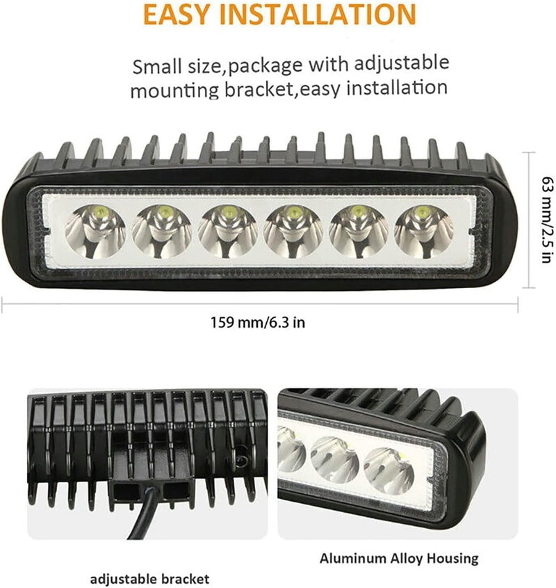 Yibid Motorcycle 18W LED Driving Work Front Fog Head Light Lamp with 3 Wire Flashing Brake Replacement for Bobber Cafe Racer Cruiser ATV Vessels Off-Road Vehicles Trucks Fire Engines SUV ATV 4WD Car - Image 5